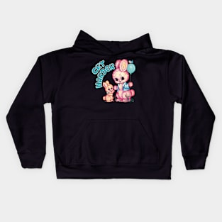 Cry Harder Bunnies with Balloons Kids Hoodie